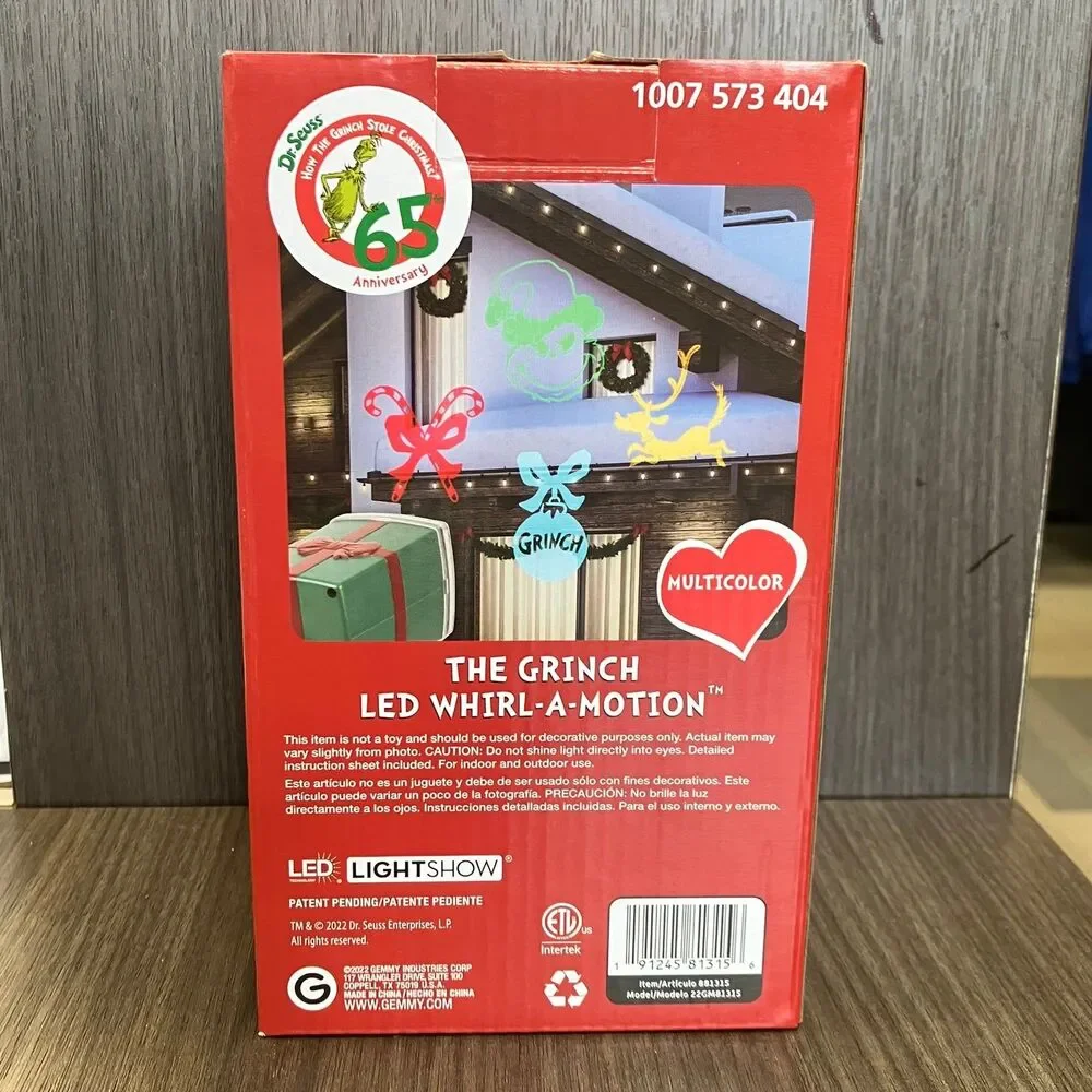 Gemmy LED LightShow DR. Seuss Projector Whirl A Motion Grinch LED Projector